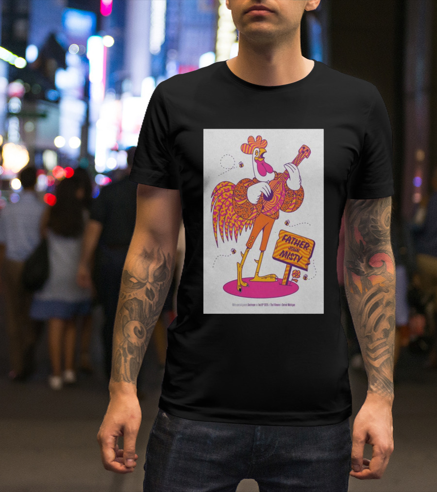 Father John Misty The Fillmore Detroit February 18 2025 Rooster And Guitar T-Shirt