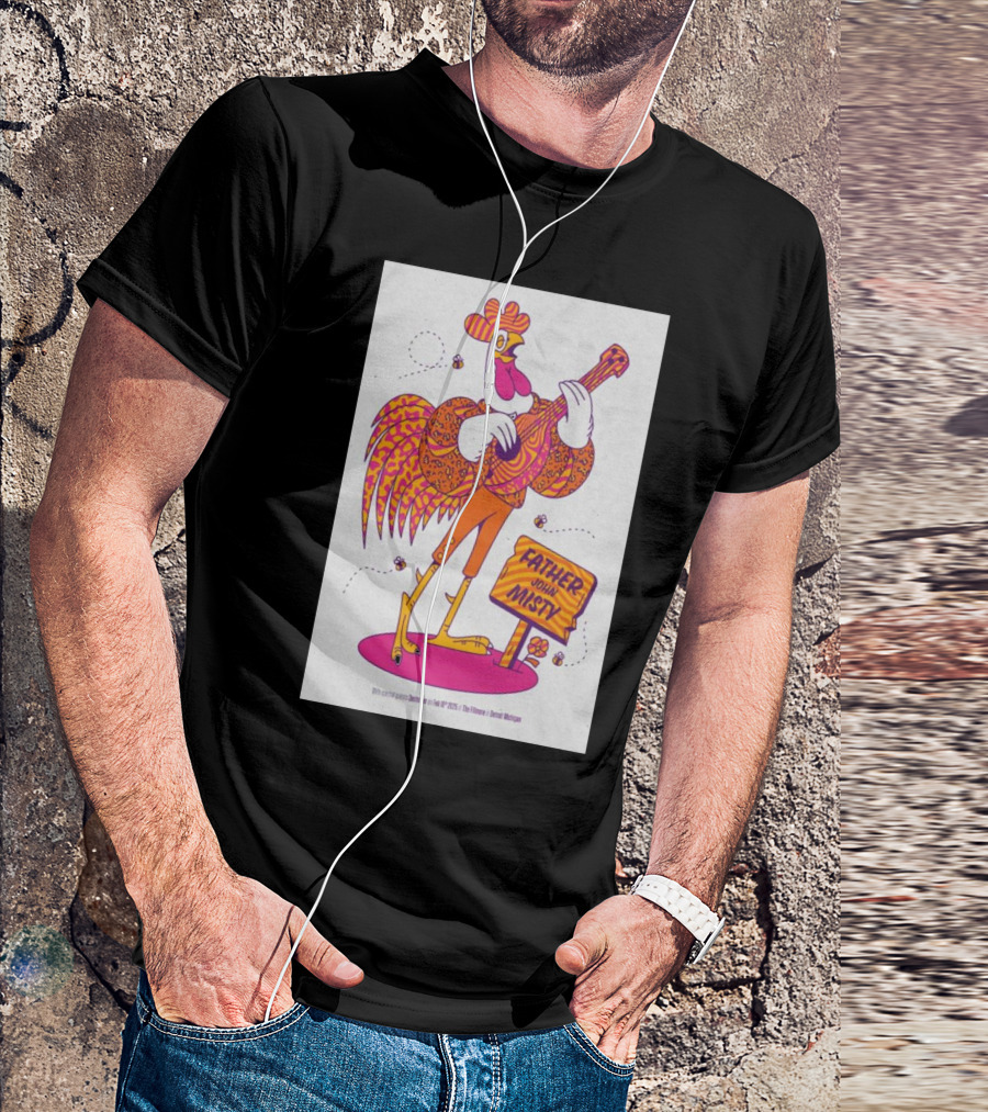 Father John Misty The Fillmore Detroit February 18 2025 Rooster And Guitar T-Shirt