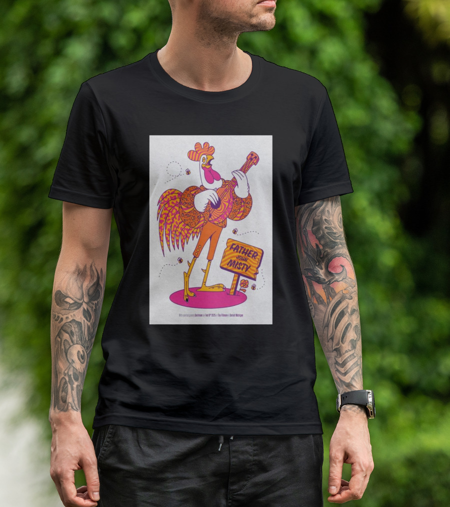 Father John Misty The Fillmore Detroit February 18 2025 Rooster And Guitar T-Shirt