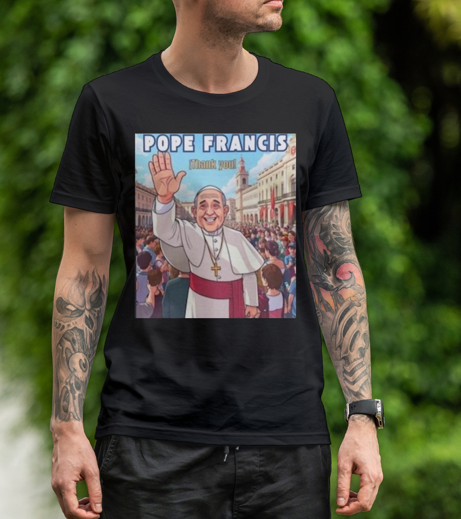 Pope Francis Thank You Crowded City Scene T-Shirt