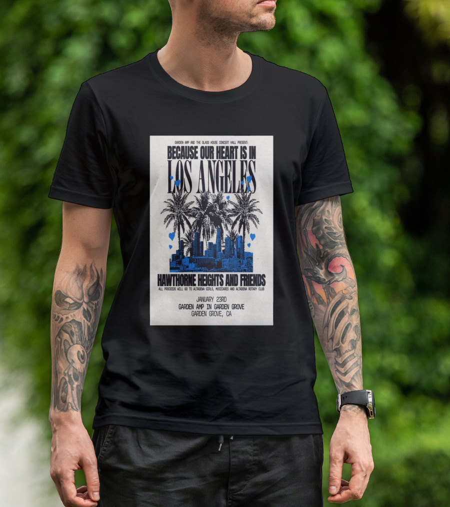 Garden AMP Concert Hawthorne Heights And Friends Los Angeles Skyline January 23 Garden Grove CA T-Shirt