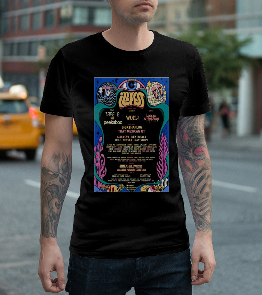 ILLfest Austin TX May 31-June 1 2025 Bigxthaplug That Mexican OT Concert Wooli Liquid Stranger T-Shirt