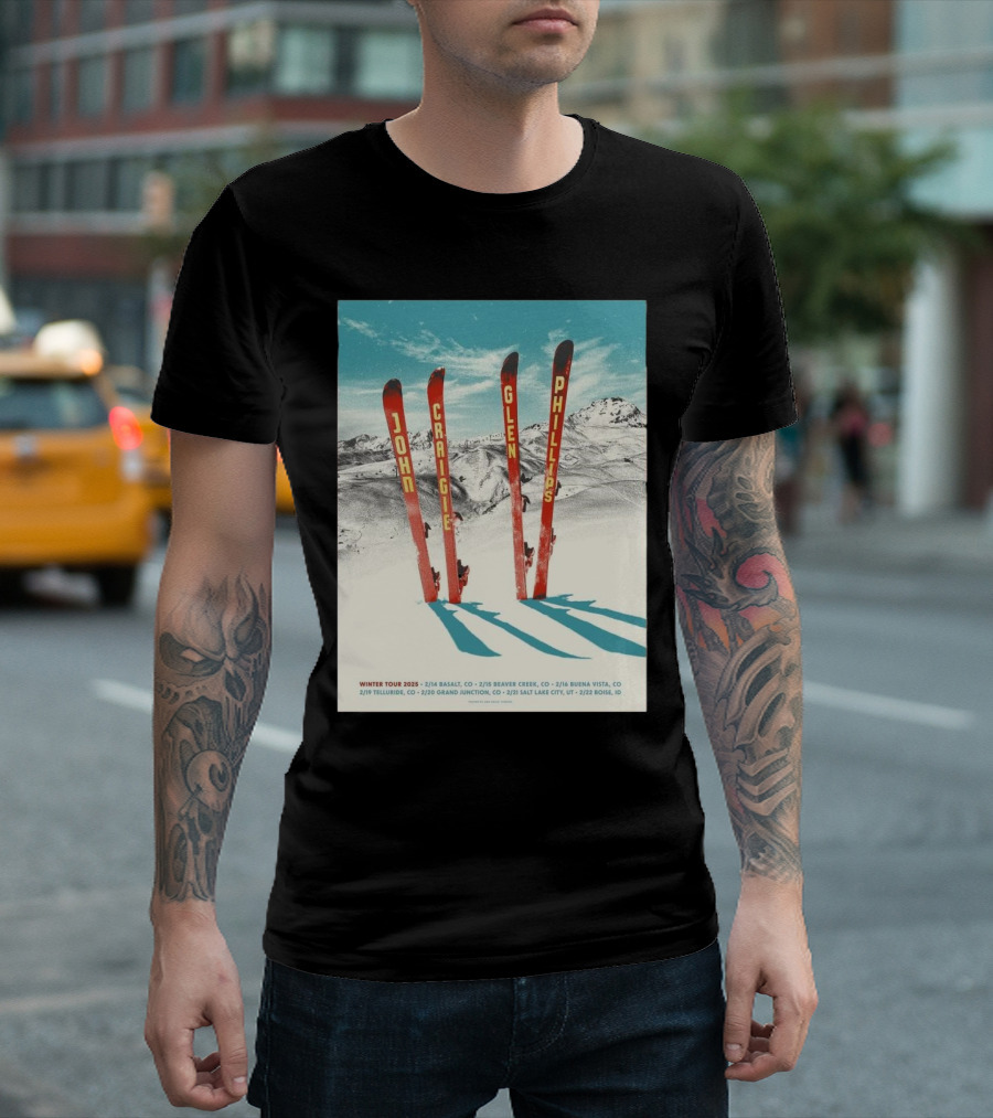 Winter Tour 2025 Ski John Craigie Glenn Phillips Basalt CO Beaver Creek T-Shirt
