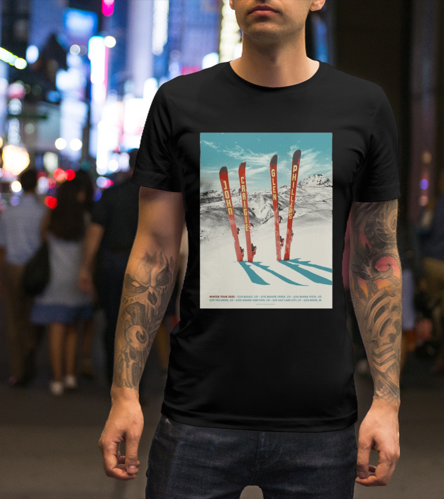 Winter Tour 2025 Ski John Craigie Glenn Phillips Basalt CO Beaver Creek T-Shirt