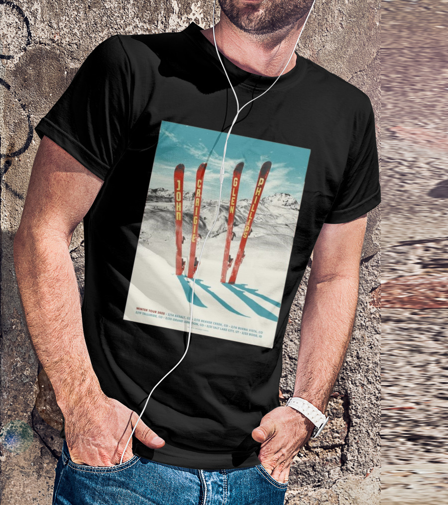 Winter Tour 2025 Ski John Craigie Glenn Phillips Basalt CO Beaver Creek T-Shirt
