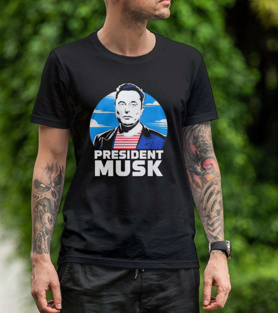 President Musk Elon Musk Retro Style Portrait T-Shirt