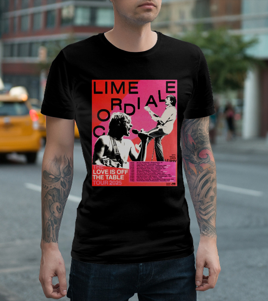Lime Cordiale The Love Is Off The Table Tour 2025 With Special Guests Le Shiv 10 Apr Barwon Heads Hotel Wadawurrung VIC T-Shirt