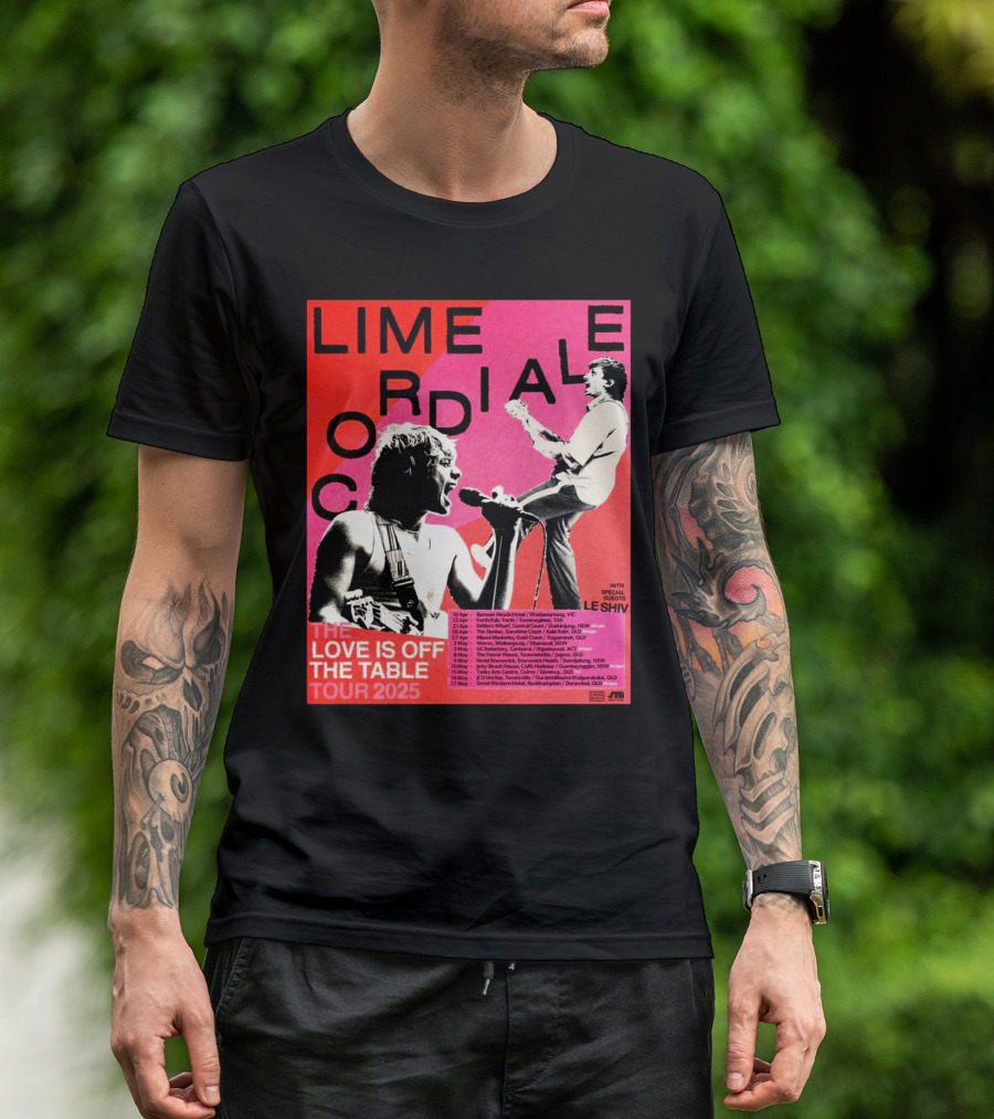Lime Cordiale The Love Is Off The Table Tour 2025 With Special Guests Le Shiv 10 Apr Barwon Heads Hotel Wadawurrung VIC T-Shirt