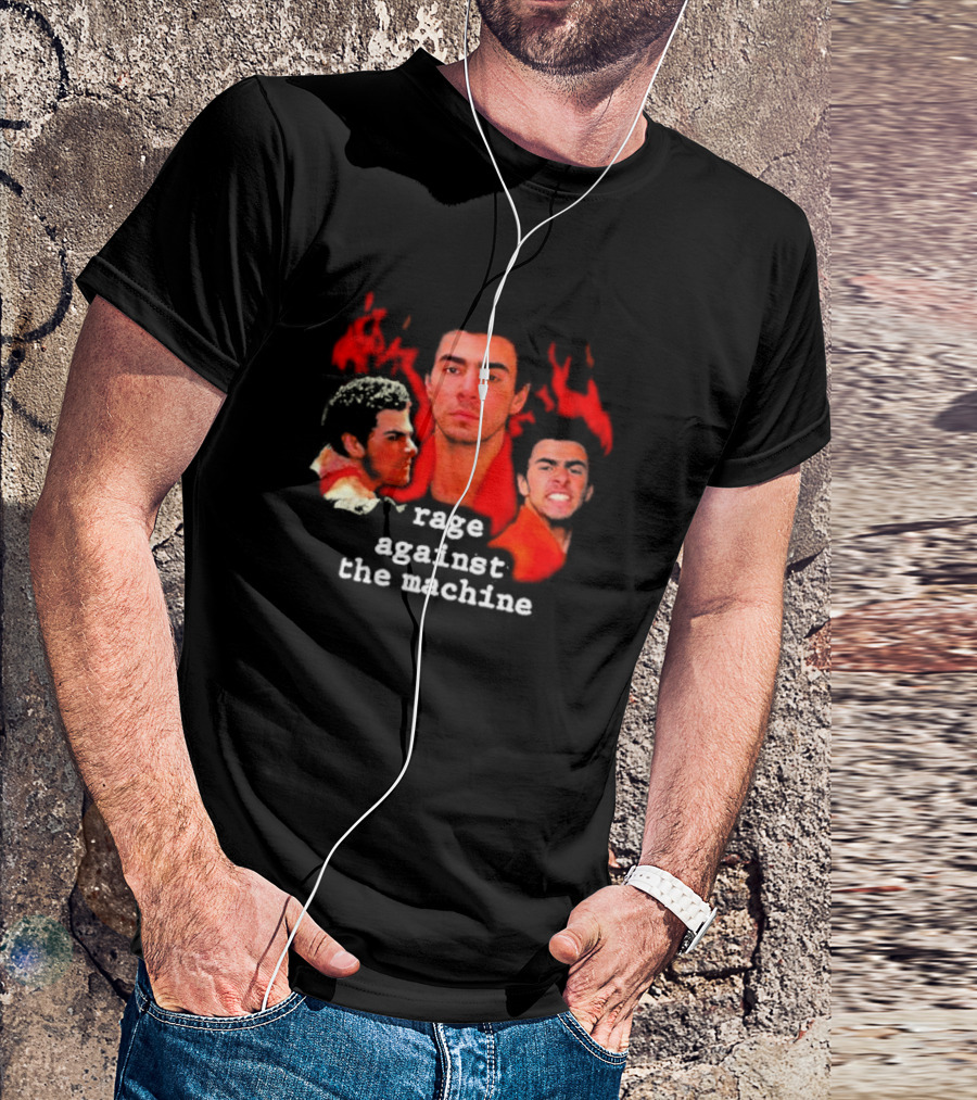 Rage Against The Machine Luigi Mangione Red Portrait Trio T-Shirt