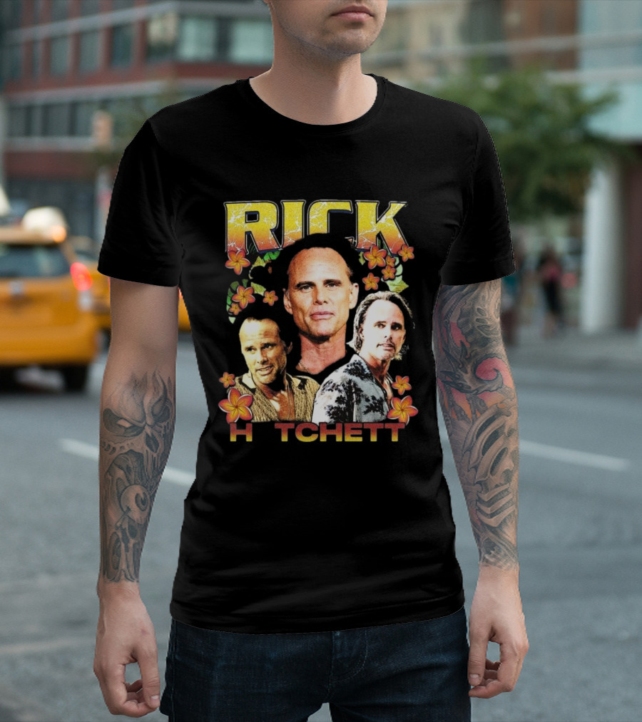 Rick Hatchett Retro Floral Collage Rap Style T-Shirt