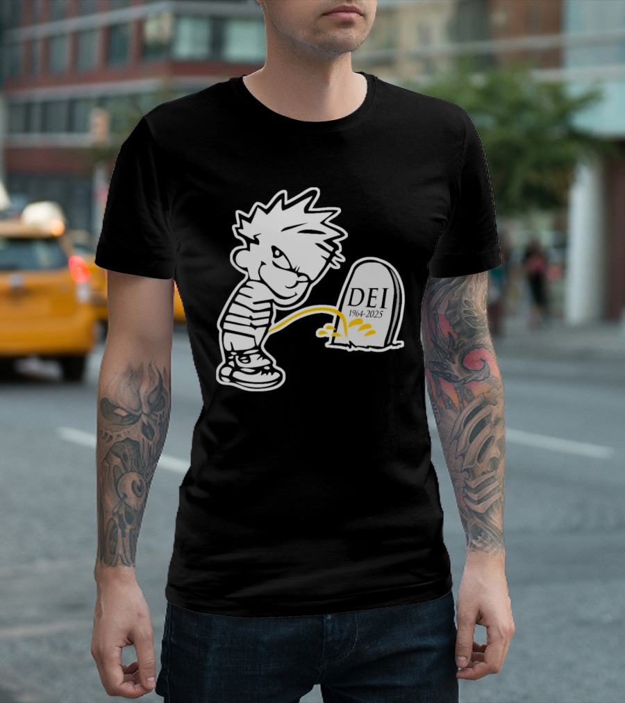 RIP DEI 1964-2025 Comic Tribute with Cartoon Character T-Shirt
