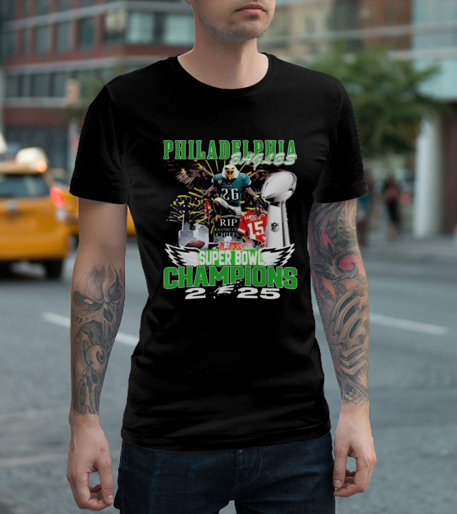 Philadelphia Eagles Super Bowl LIX Champions 2024 RIP Kansas City Chiefs 2025 T-Shirt