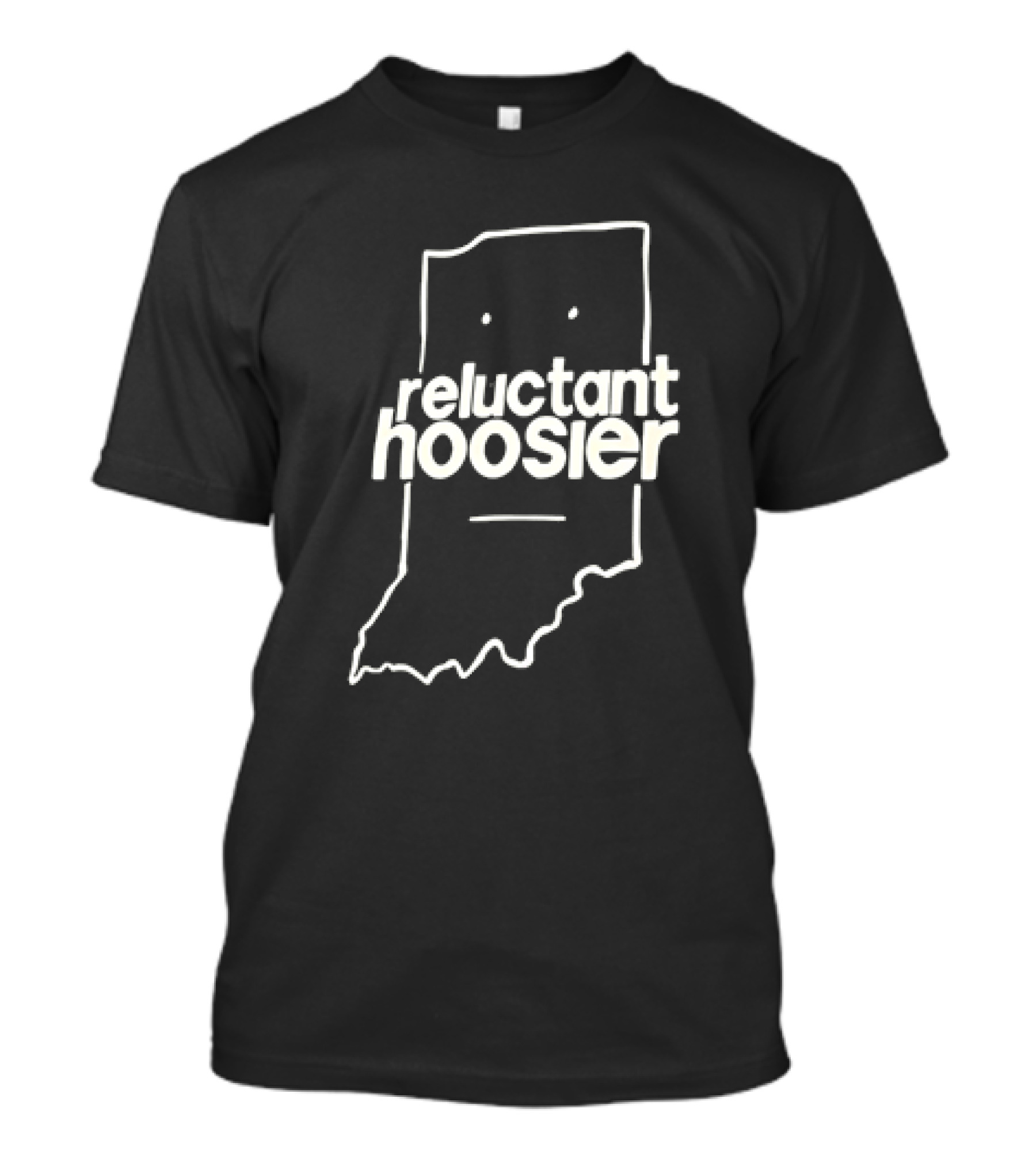 Reluctant Hoosier Indiana State Outline Face T-Shirt