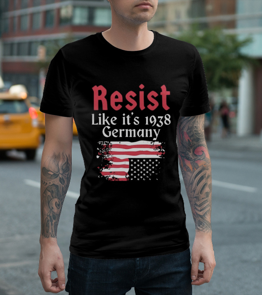 Resist Like It’s 1938 Germany American Flag Distress Style T-Shirt