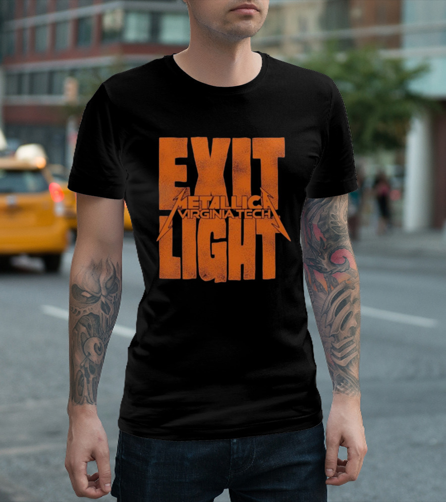 EXIT LIGHT METALLICA VIRGINIA TECH RETRO BRAND MAROON HOKIES T-Shirt