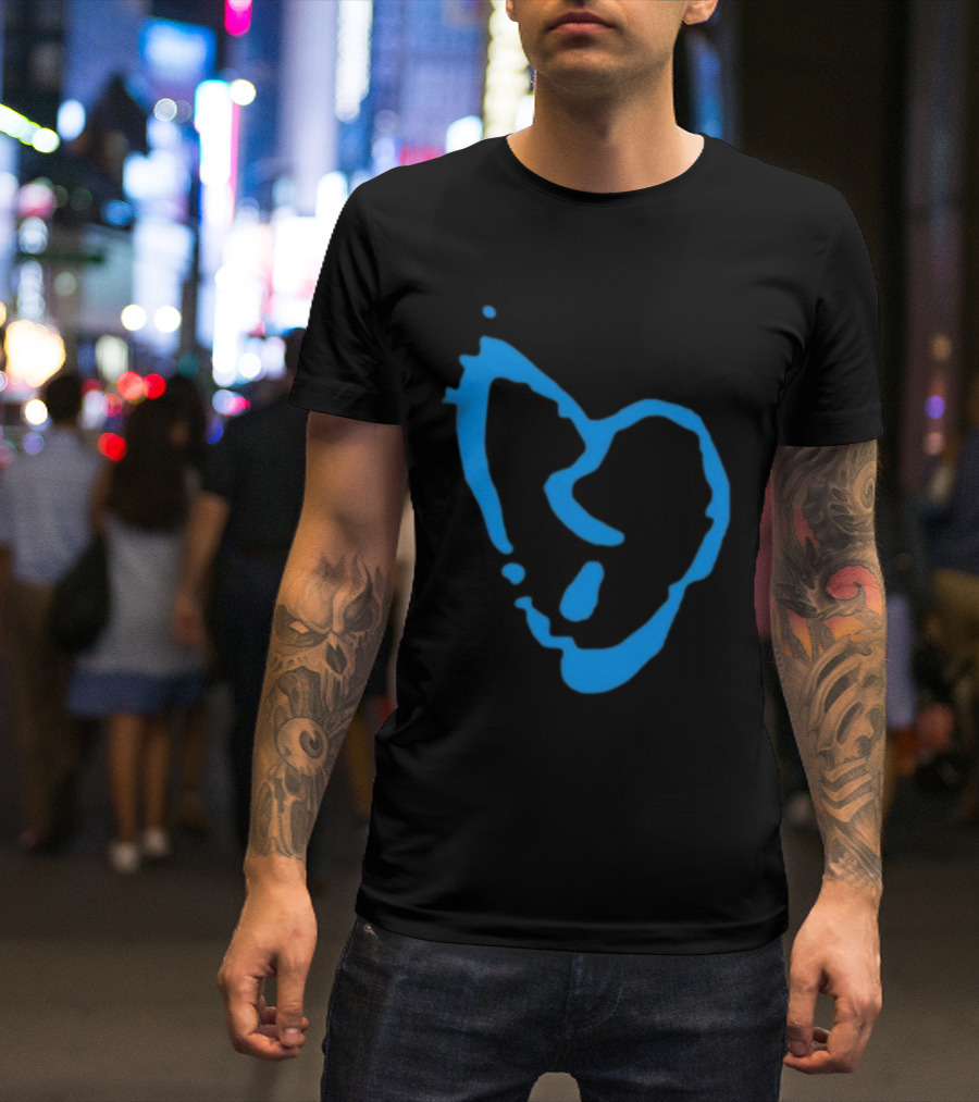 Revenge Lightning Heartbreak Blue Broken Heart Outline T-Shirt