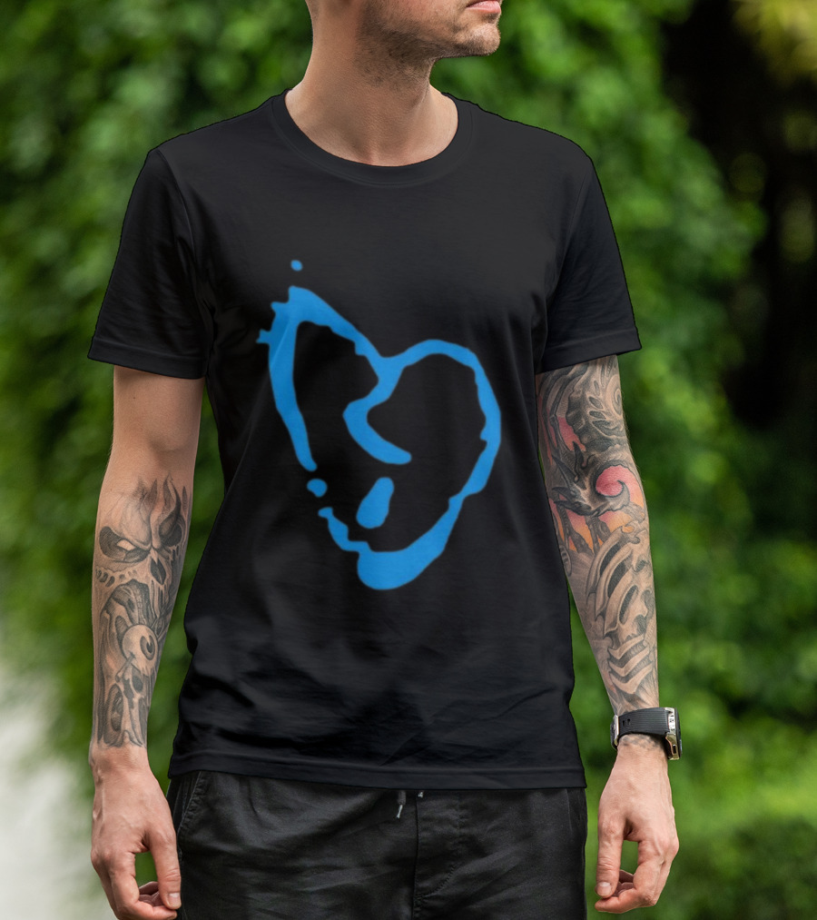 Revenge Lightning Heartbreak Blue Broken Heart Outline T-Shirt