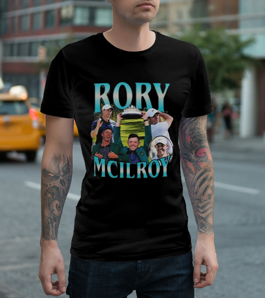 Rory McIlroy Golf Champion Trophy Celebration Collage T-Shirt