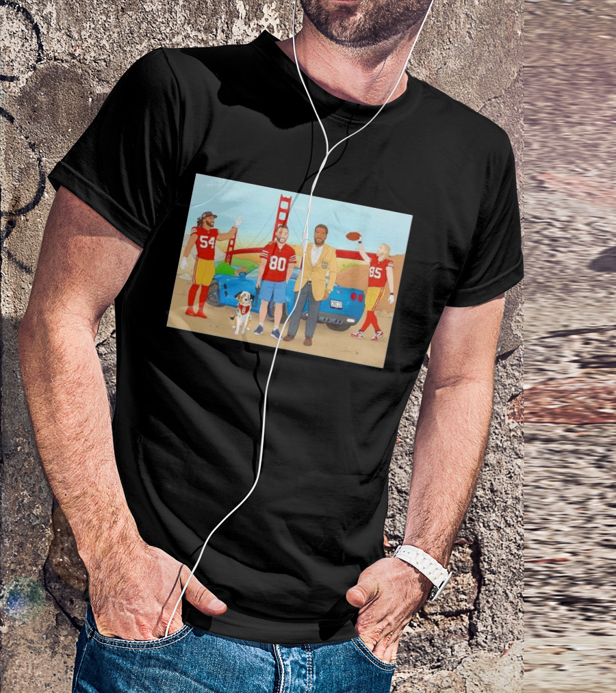San Francisco 49ers Players With Golden Gate Bridge Football Scene T-Shirt