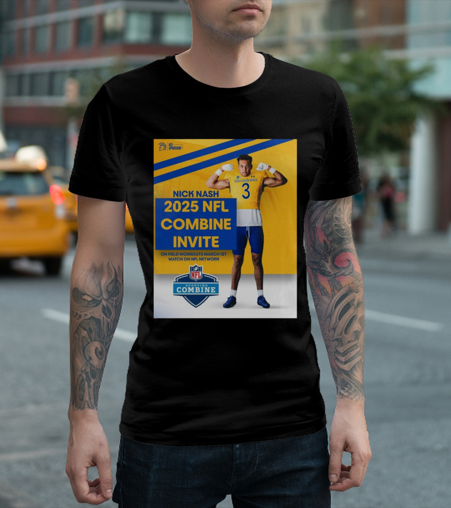 Nick Nash San José State Spartans 2025 NFL Combine Invite On Field Workouts March 1st NFL Network T-Shirt