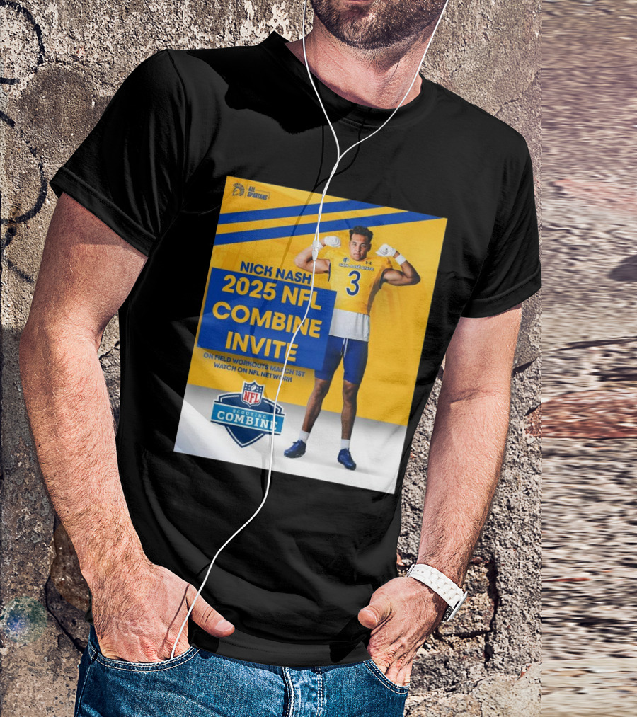 Nick Nash San José State Spartans 2025 NFL Combine Invite On Field Workouts March 1st NFL Network T-Shirt