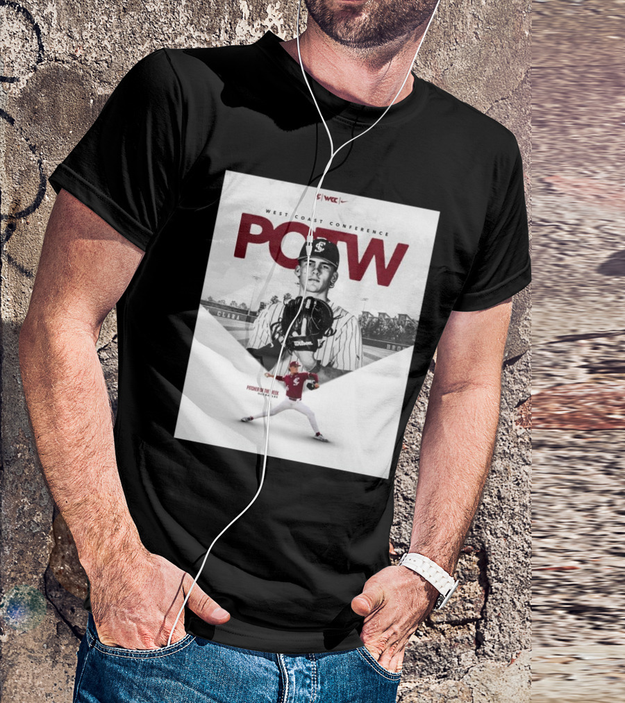 West Coast Conference POTW Max Bayles Pitcher Of The Week Santa Clara Broncos T-Shirt
