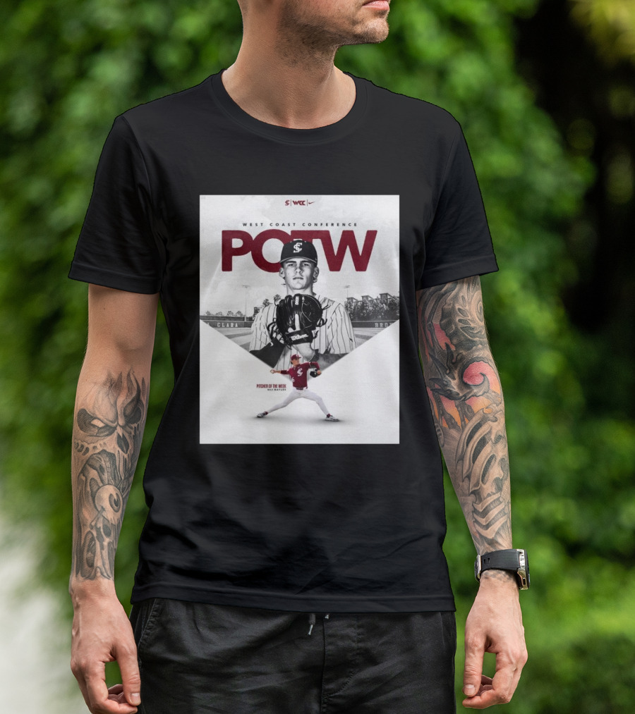 West Coast Conference POTW Max Bayles Pitcher Of The Week Santa Clara Broncos T-Shirt