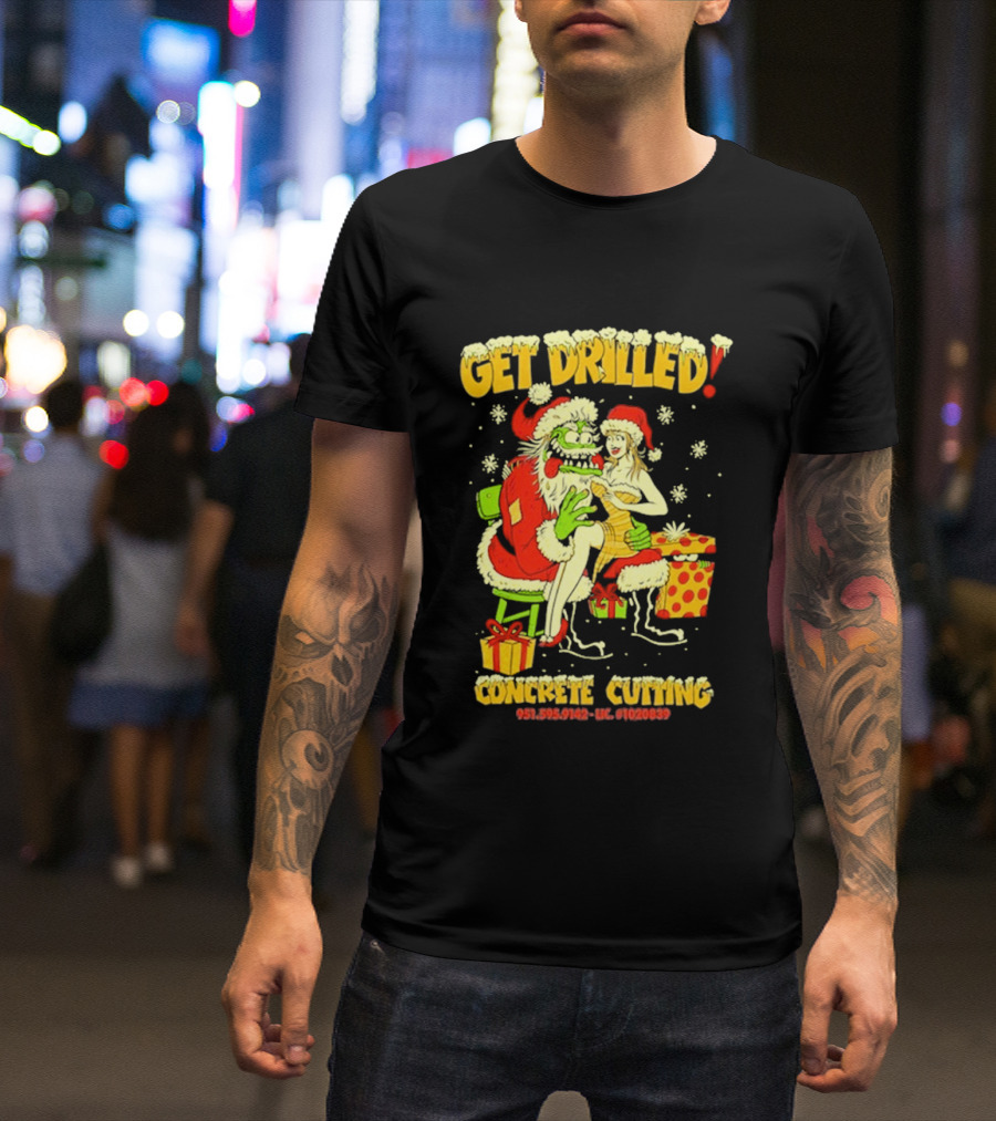 Get Drilled Santa Concrete Cutting Christmas 2024 T-Shirt