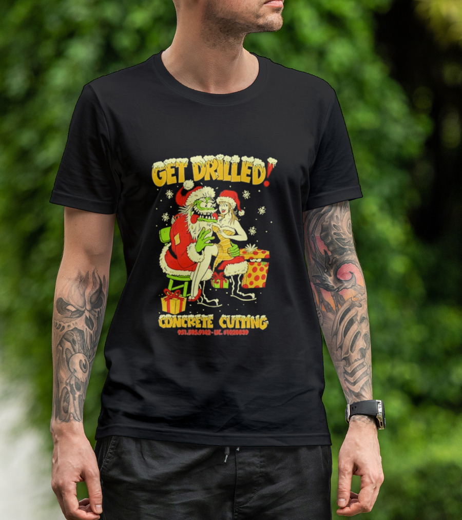 Get Drilled Santa Concrete Cutting Christmas 2024 T-Shirt