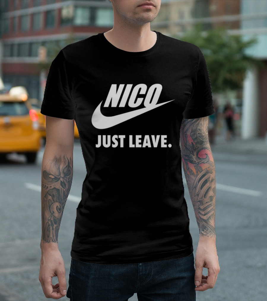 Nico Just Leave Swoosh Parody T-Shirt