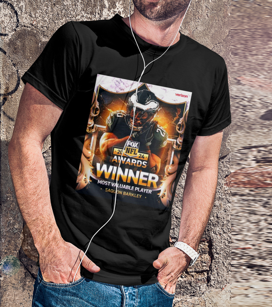 FOXNFL 2024 Awards Saquon Barkley Philadelphia Eagles Winner Most Valuable Player T-Shirt
