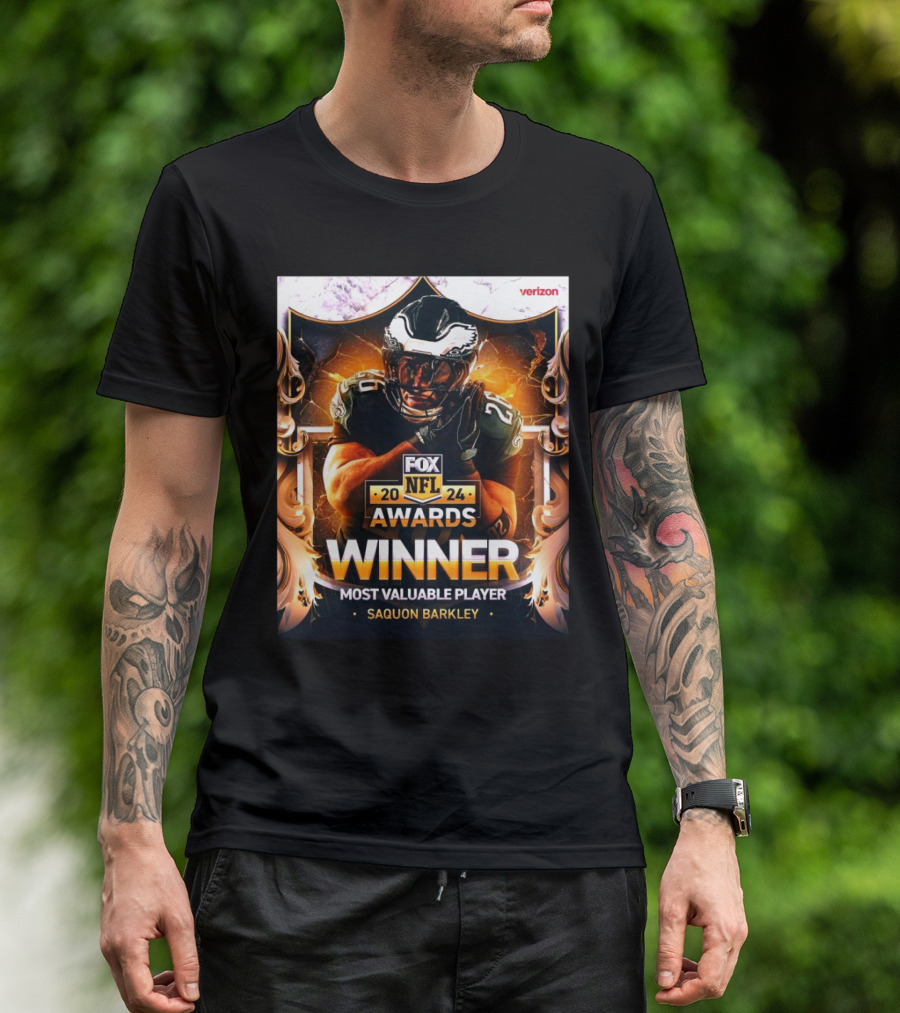 FOXNFL 2024 Awards Saquon Barkley Philadelphia Eagles Winner Most Valuable Player T-Shirt
