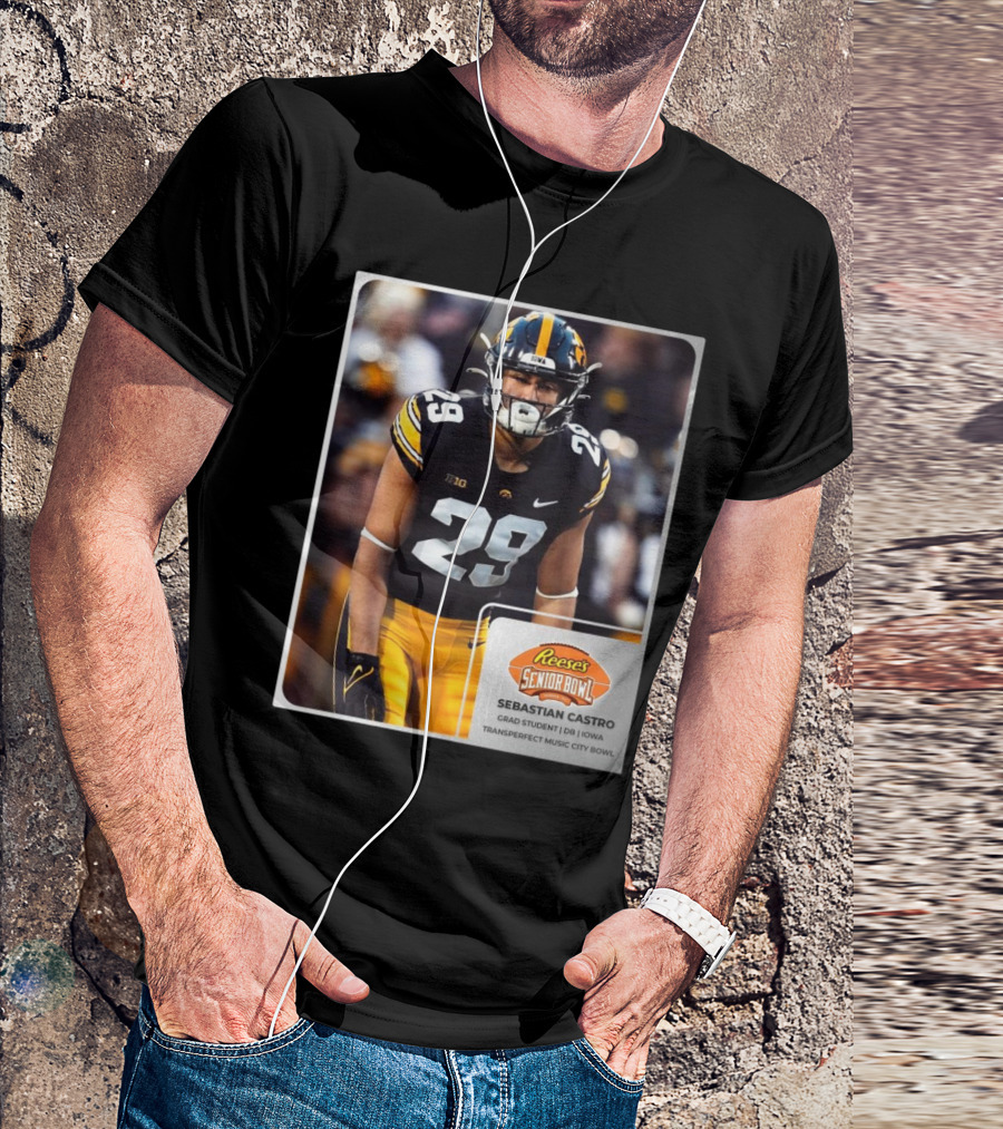 Reese's Senior Bowl Sebastian Castro Grad Student DB Iowa Transperfect Music City Bowl T-Shirt