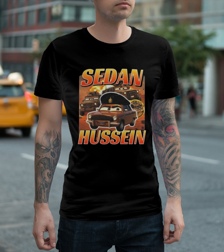 Sedan Hussein Military Vehicles Cartoon Parody T-Shirt