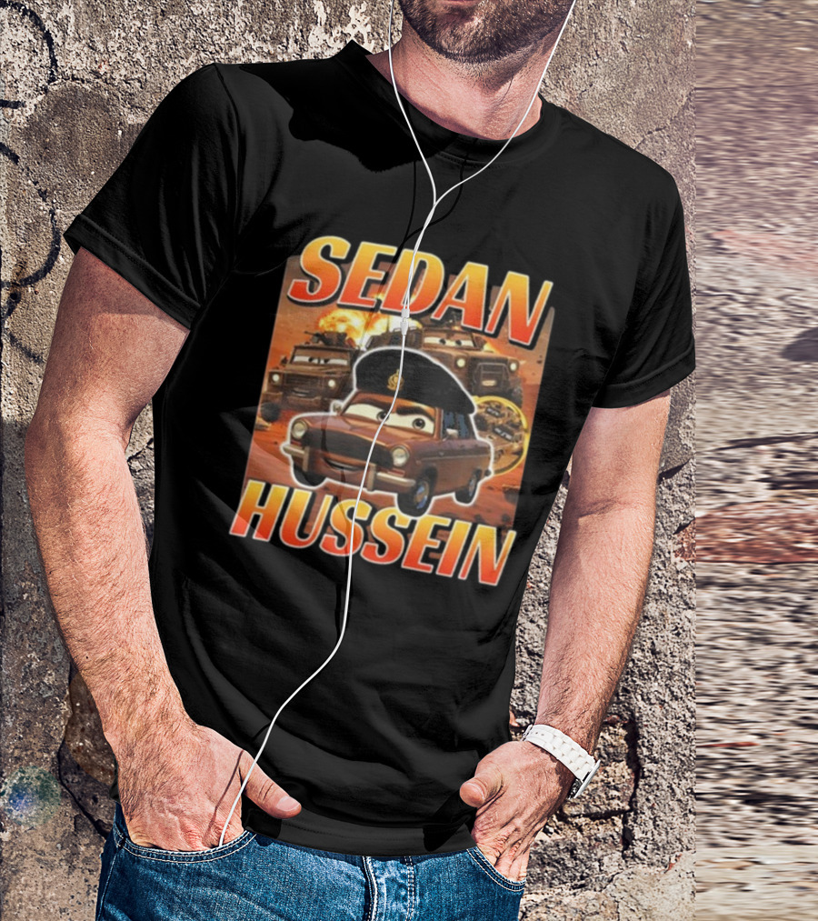 Sedan Hussein Military Vehicles Cartoon Parody T-Shirt