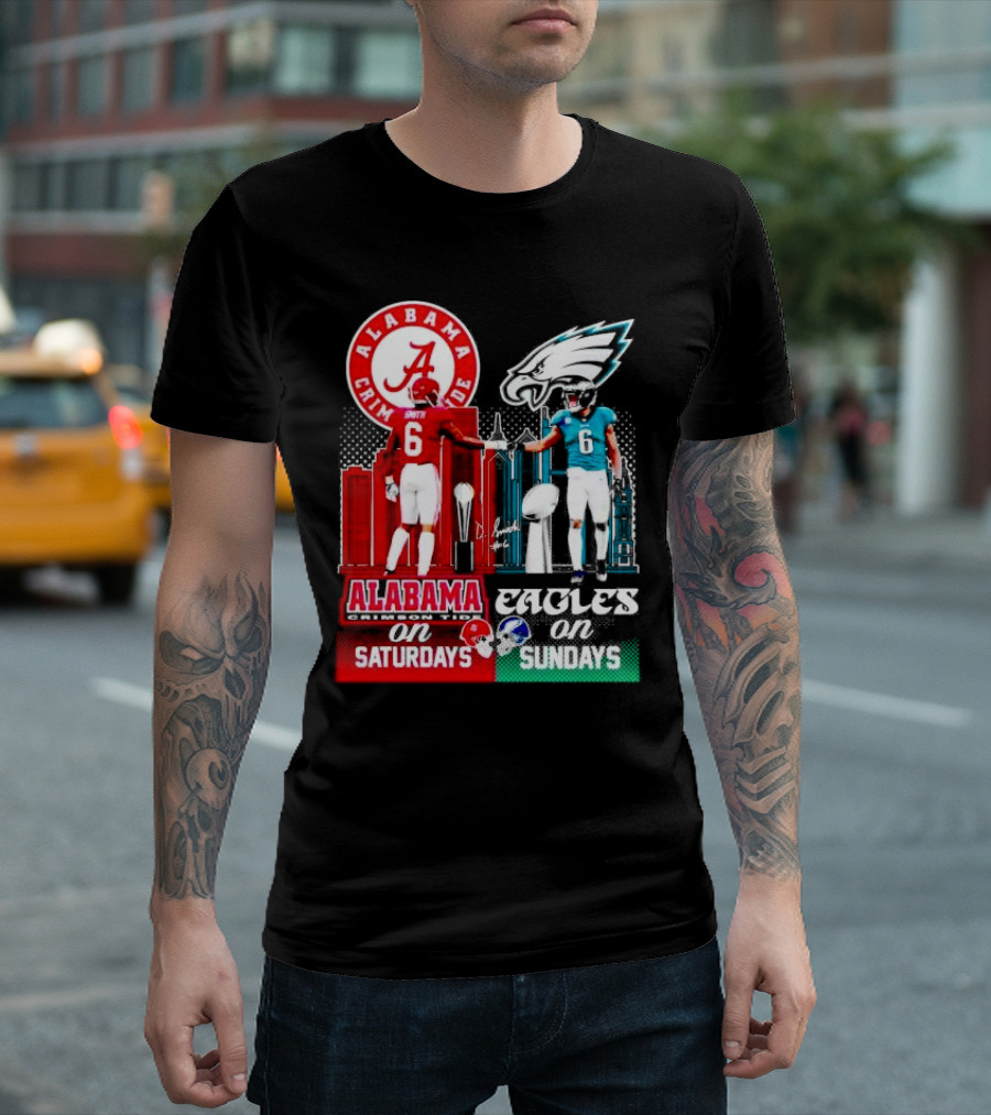 Alabama Crimson Tide Saturdays and Philadelphia Eagles Sundays Smith T-Shirt