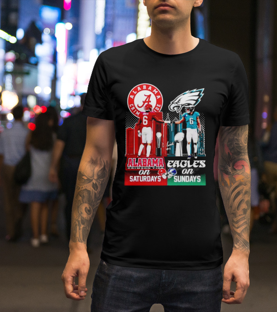 Alabama Crimson Tide Saturdays And Philadelphia Eagles Sundays Smith T-Shirt