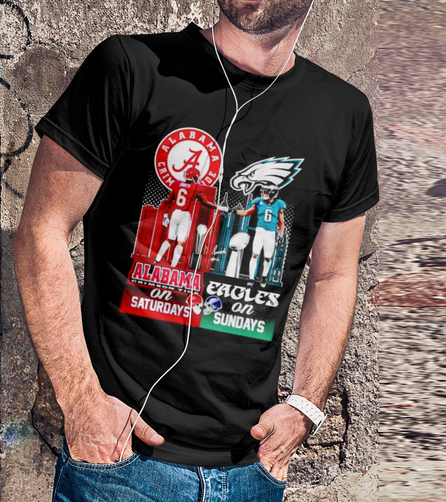 Alabama Crimson Tide Saturdays And Philadelphia Eagles Sundays Smith T-Shirt