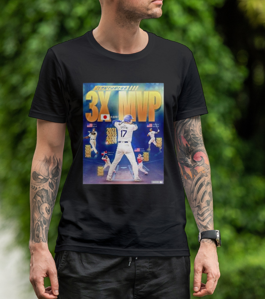 3X MVP Shohei Ohtani 2021 2023 2024 Los Angeles Dodgers Baseball T-Shirt