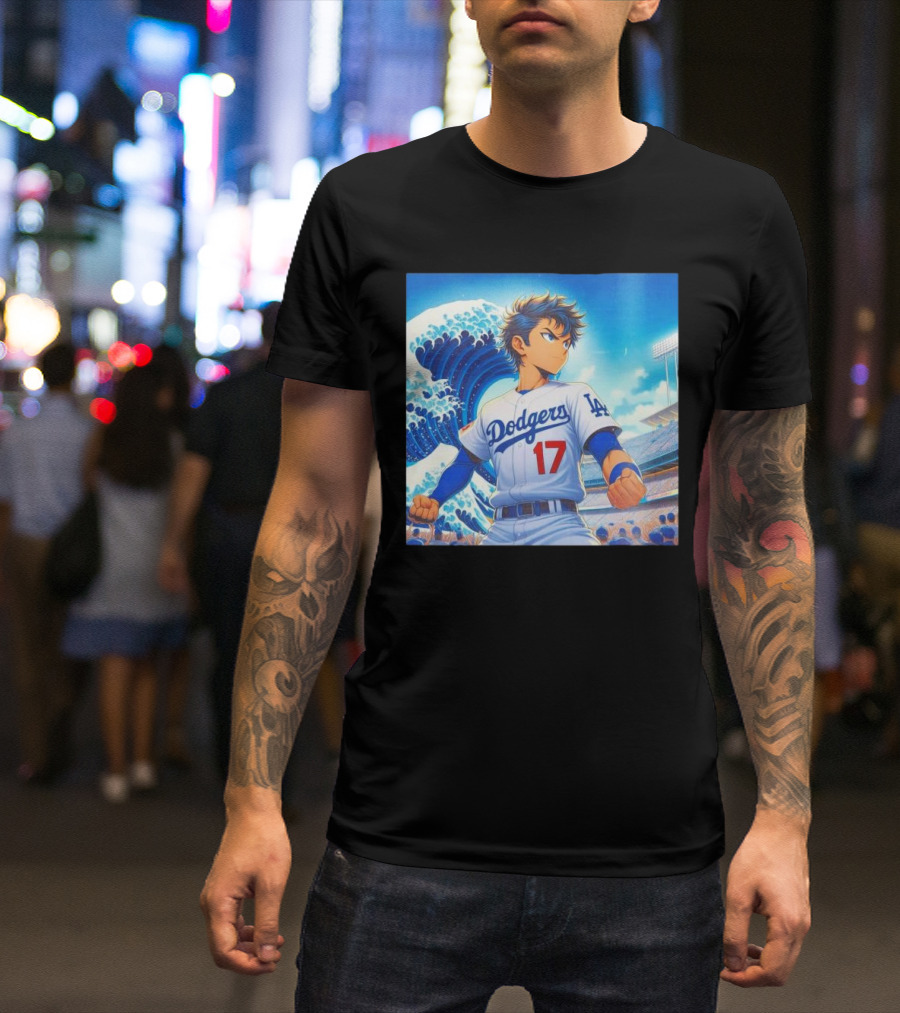 Shohei Ohtani Los Angeles Dodgers Anime Wave Stadium Scene T-Shirt