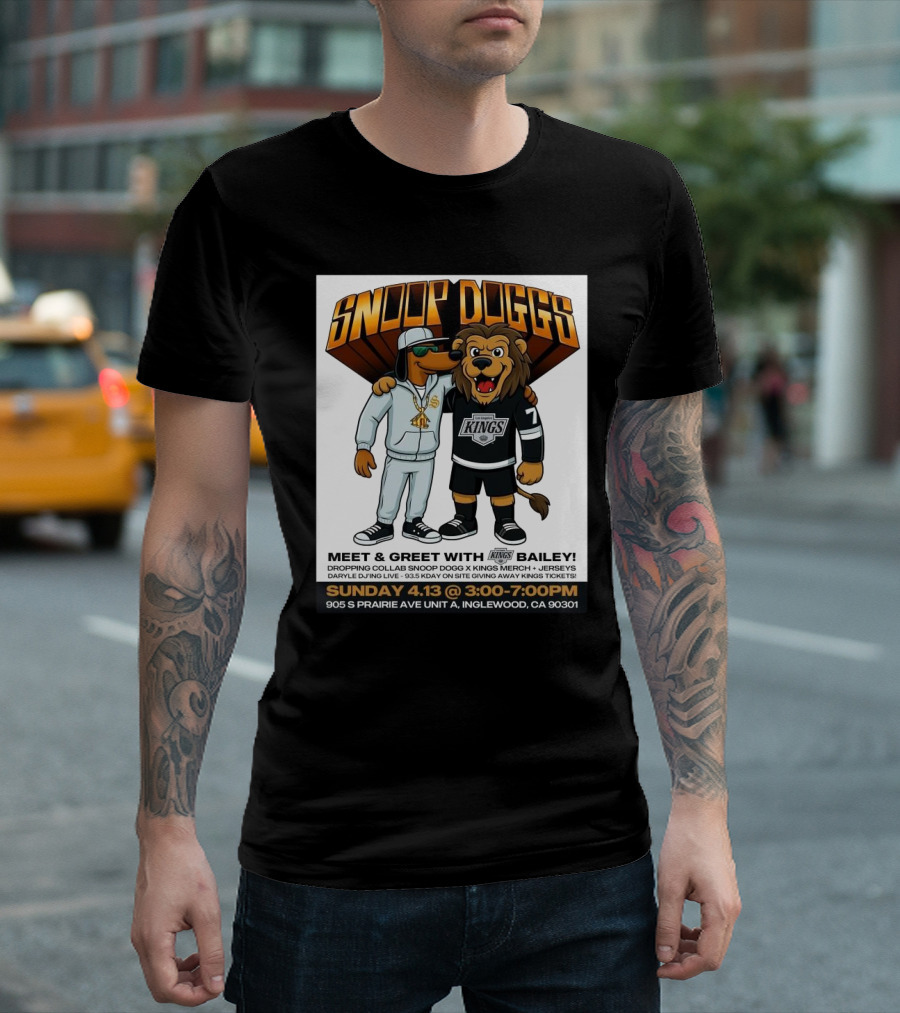 Snoop Dogg Meet & Greet with Kings Bailey Collab Merch Drop April 13 Inglewood CA T-Shirt