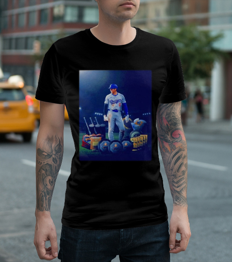 Shohei Ohtani Los Angeles Dodgers Number 17 All MLB Achievements and Awards T-Shirt