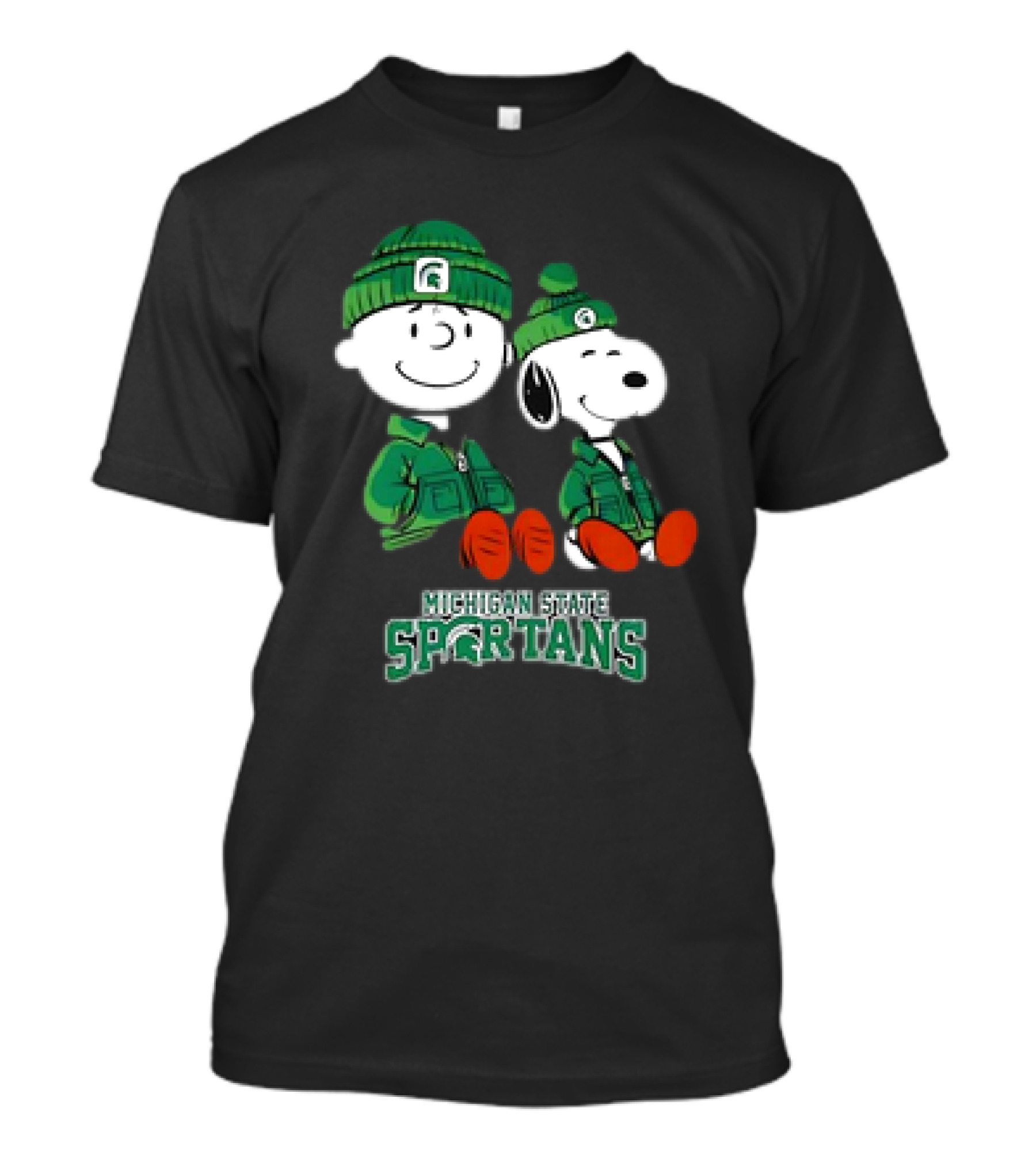 Snoopy And Charlie Brown Michigan State Spartans Green Apparel T-Shirt
