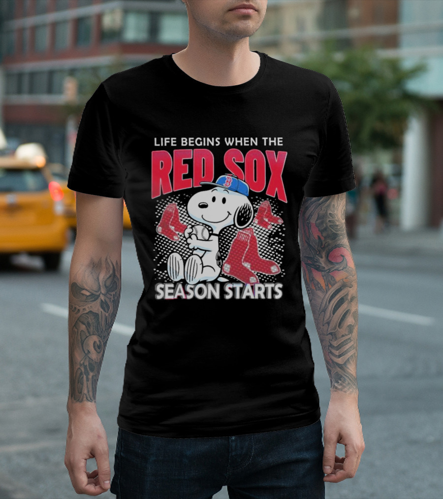 Snoopy Life Begins When the Red Sox Season Starts T-Shirt