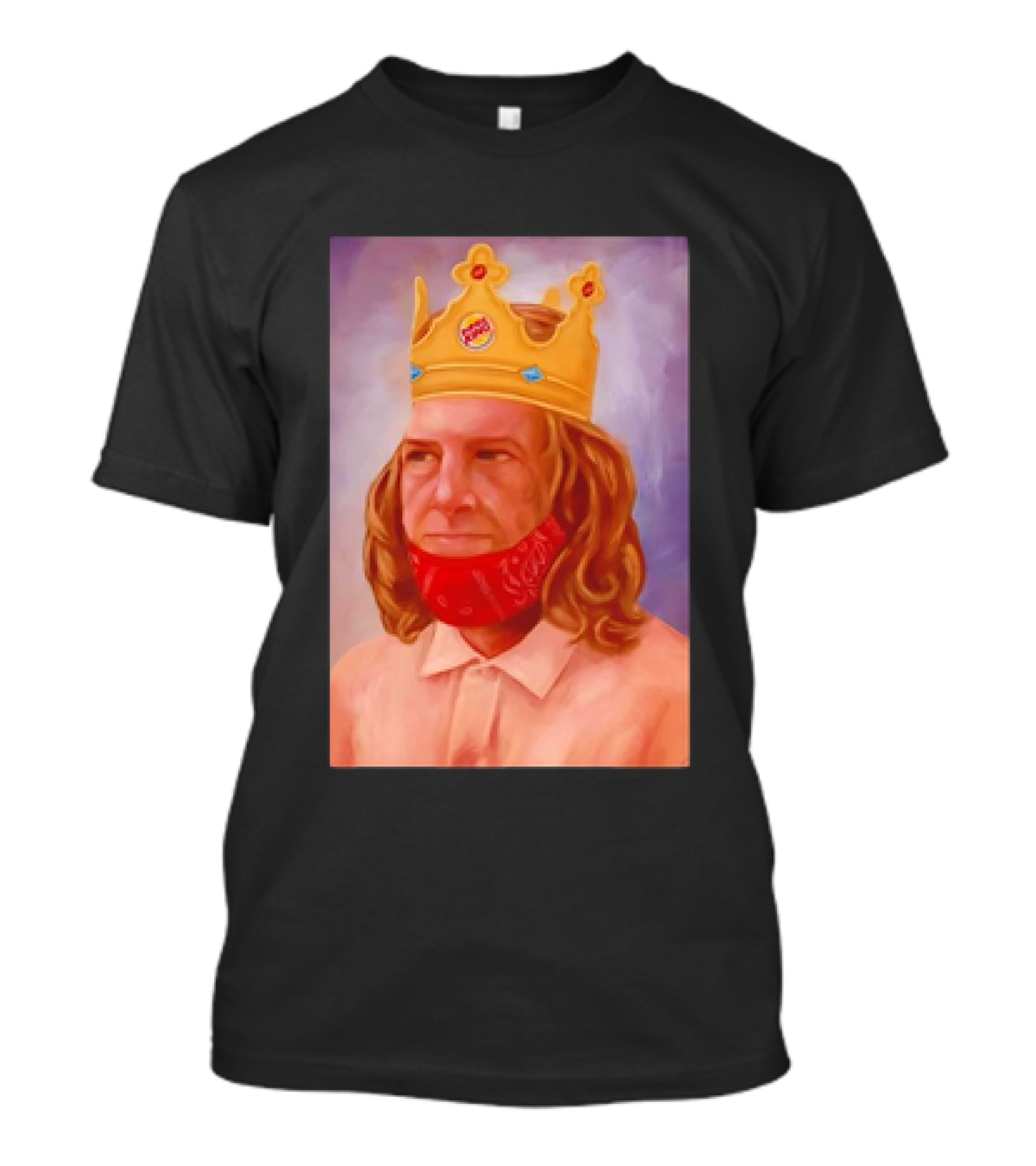 Silly Burger King Guy Golden Crown Portrait T-Shirt