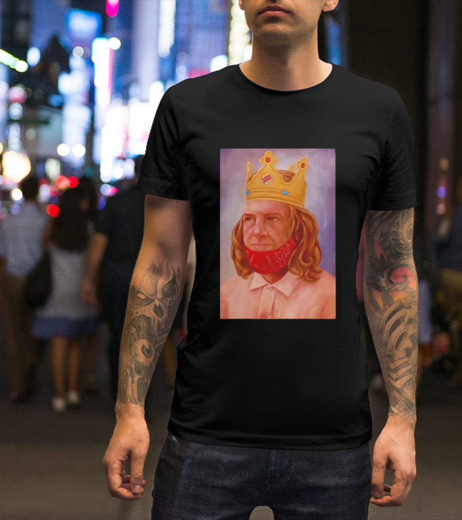 Silly Burger King Guy Golden Crown Portrait T-Shirt