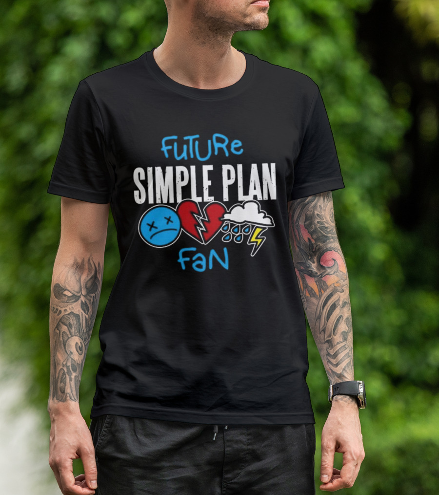 Future Simple Plan Fan With Emojis Of Heart And Lightning Cloud T-Shirt