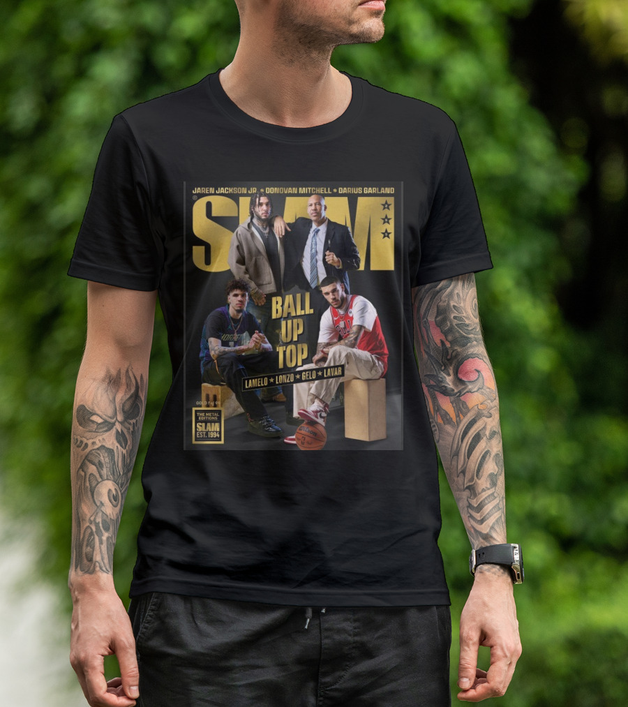 Slam 2025 Ball Up Top Gold Metal Edition Lamelo Lonzo Gelo Lavar T-Shirt
