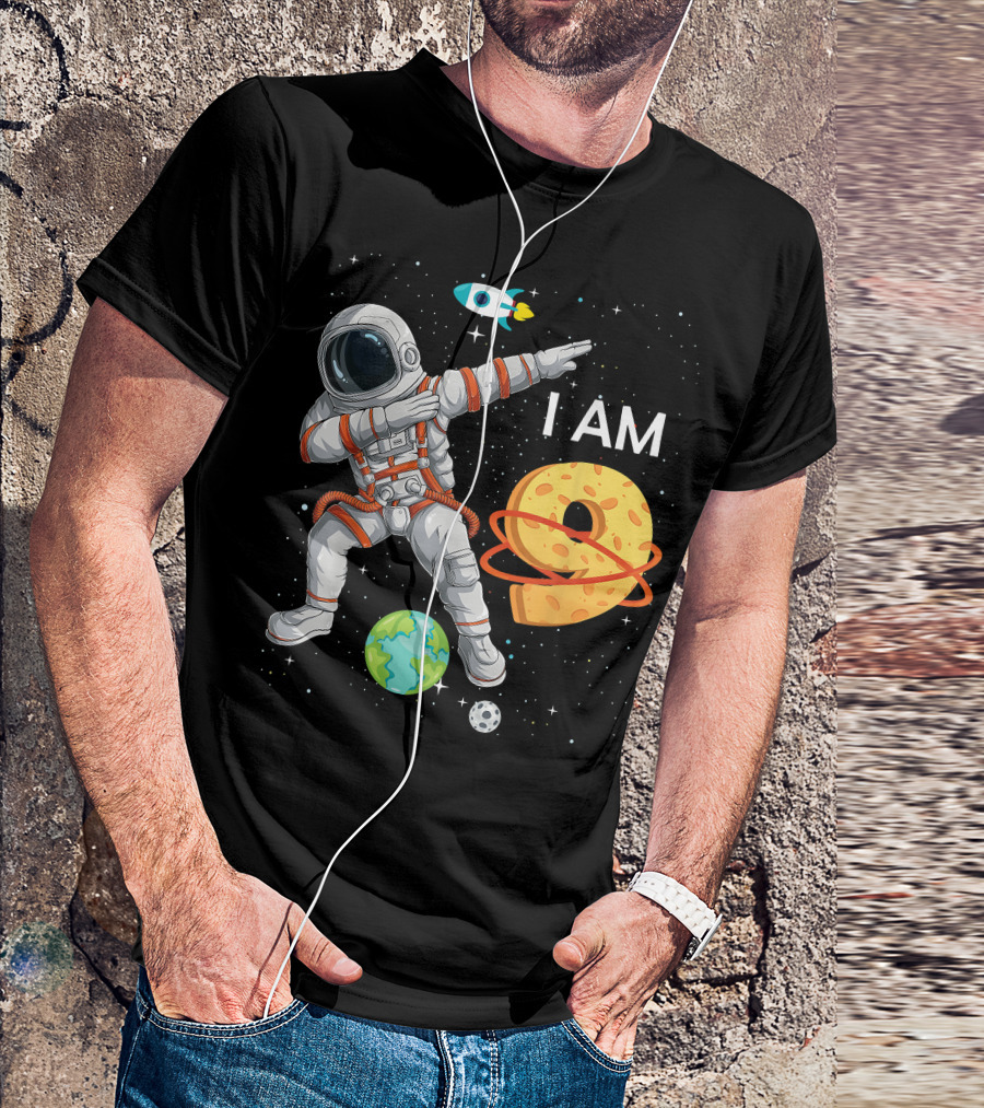 I Am 9 Years Old Birthday Boy Astronaut Space 9th B-Day T-Shirt