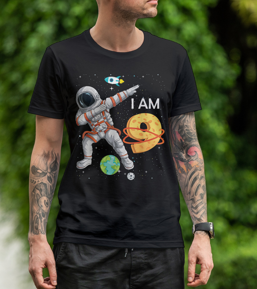 I Am 9 Years Old Birthday Boy Astronaut Space 9th B-Day T-Shirt
